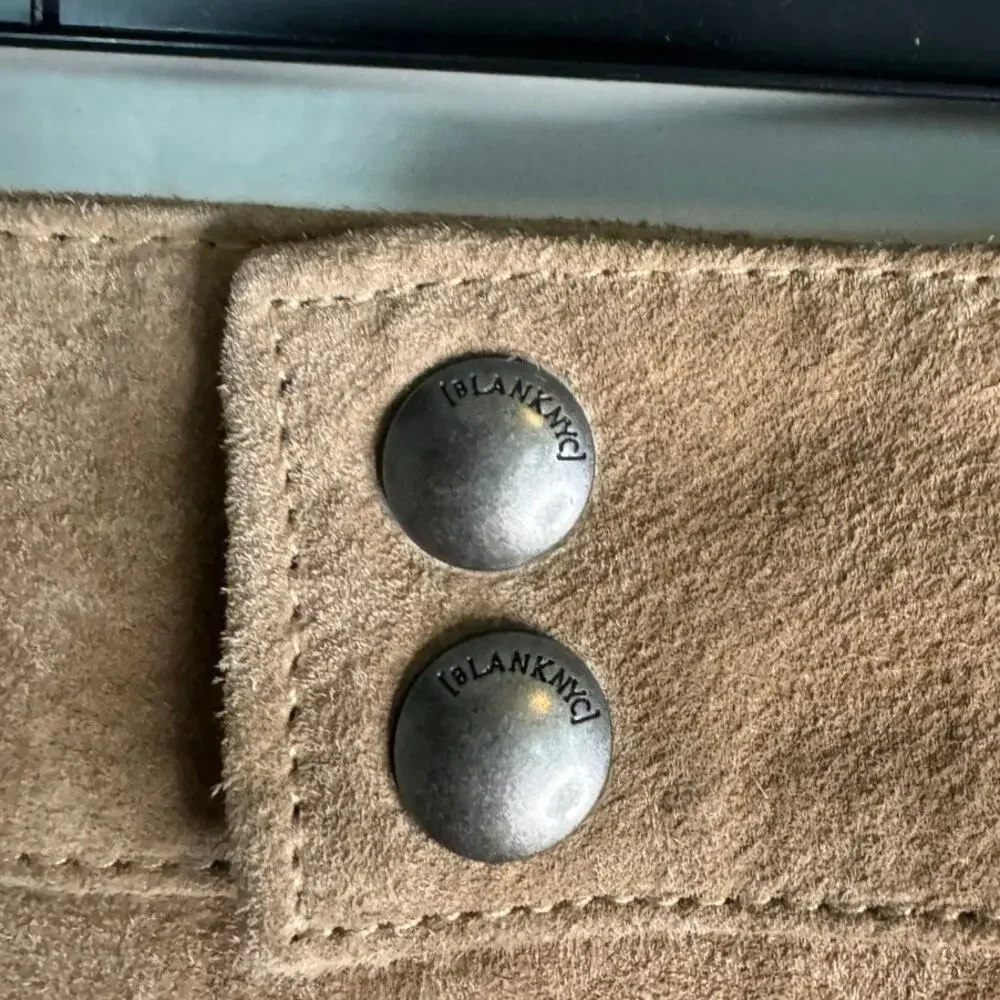 BLANKNYC Caffe Latte Suede 100% Leather Moto Mini Skirt Size 26 - Picture 8 of 10